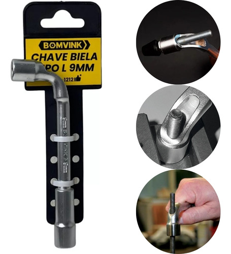 Chave Biela Tipo L De 9mm Vazada Com Furo Passante