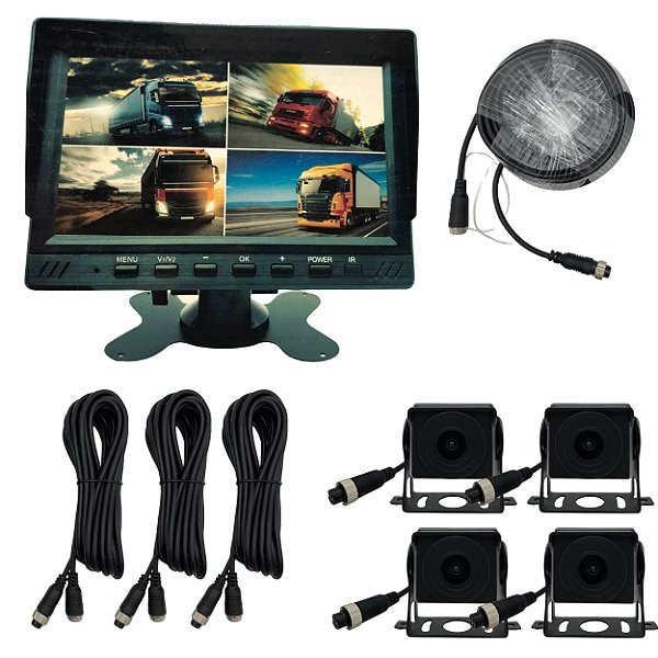 Kit Monitoramento Monitor 7 Polegadas + 4 Câmeras Ahd 12-24v Adicionar aos favoritos