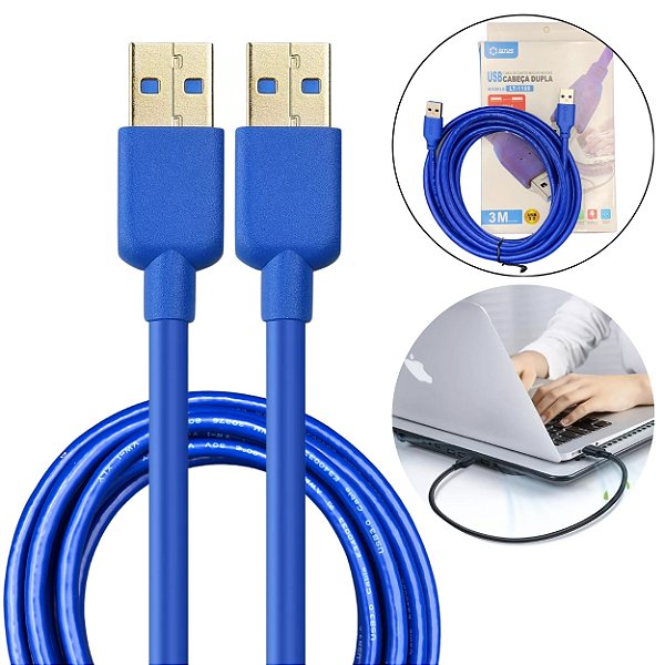 Cabo De Transferencia Dados Usb 3.0 Macho X Macho 3 Metros