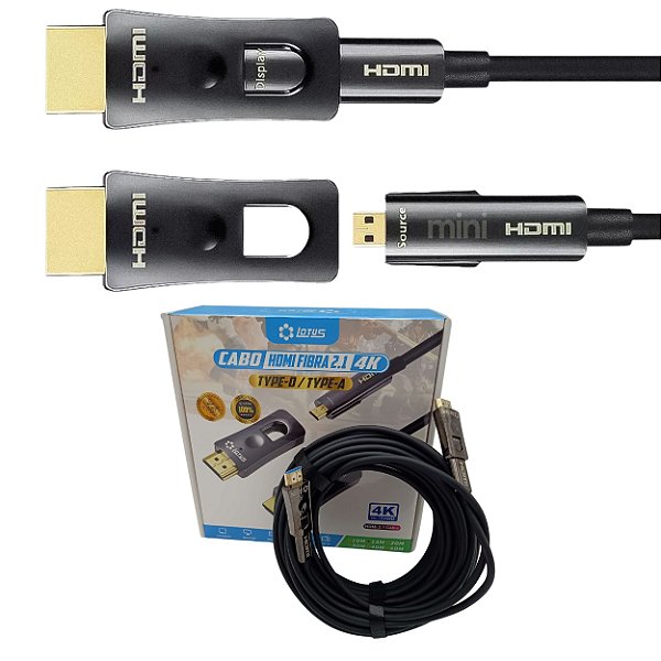 Cabo Hdmi Fibra 2.1 Type D Type A Ultra Hd 4k Destacável 15m