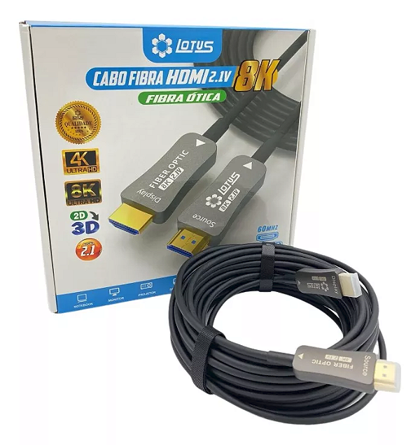 Cabo Hdmi Fibra Optica 2.1 25 Metros 8k Ultra Hd Banhado 3d