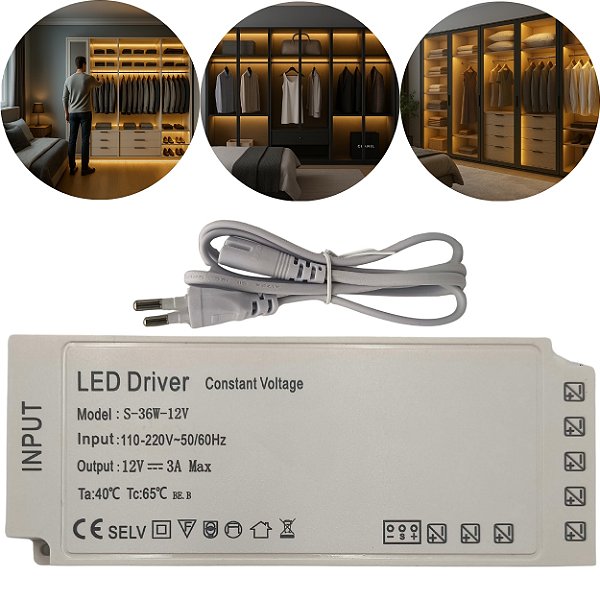 Driver Sistema Sensi Sensores Marcenaria 36w 12v 3a Bivolt