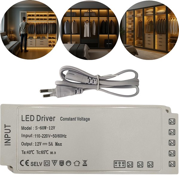 Fonte Driver P/ Sistema Marcenaria Sensores 12v 5a 60w