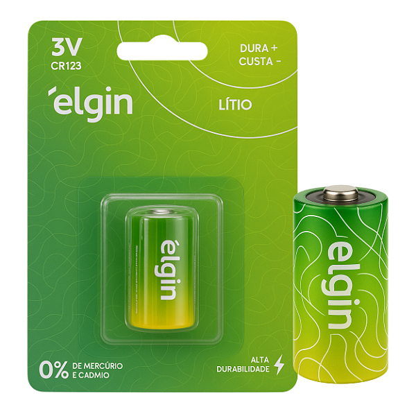 Cartela De Pilha Cr123 3v Litio Alta Durabilidade Elgin