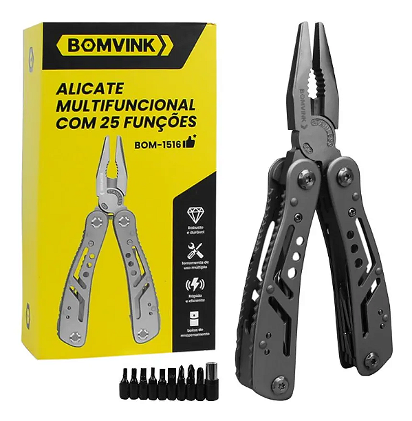Alicate Canivete Tático Trilha Pesca Camping 25 Funções Inox