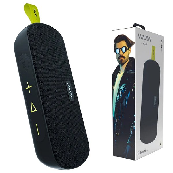 Caixa De Som Bluetooth Waaw By Alok Us 100sb Portátil Tws Ip Preto E Verde
