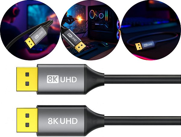 Cabo Displayport X Displayport 3mts 8k 60hz - 240hz Gamer