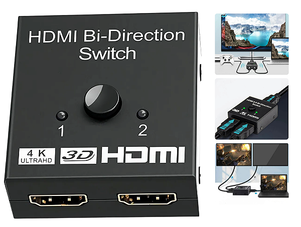 Chaveador Switch Hdmi 2x1 & 1x2 Bi-direcional 4k Ultra Hd