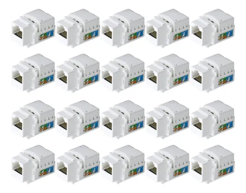 Kit C/ 20 Conector Rj45 Utp Femea Cat6 Branco Keystone