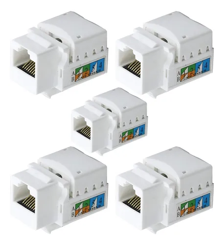 Kit C/ 5 Conector Rj45 Utp Femea Cat6 Branco Keystone