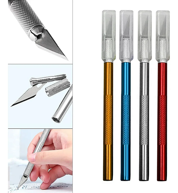 Estilete De Precisão Bisturi Corte C/ 5 Laminas Profissional