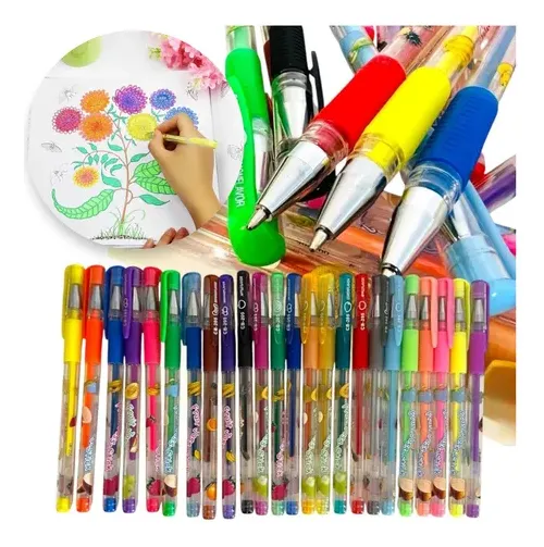 Canetinhas Glitter Gel Estojo C/ 24 Cheiro De Fruta Colorgel Colorida