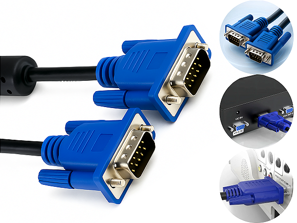 Cabo Vga 5m Monitor Lcd Pc Tv Projetor 5 Metros Blindado