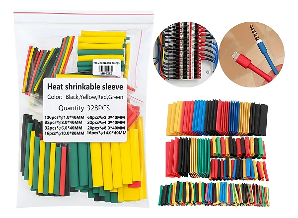 Kit 328 Peças Espaguete Isolante Termo Retrátil Colorido