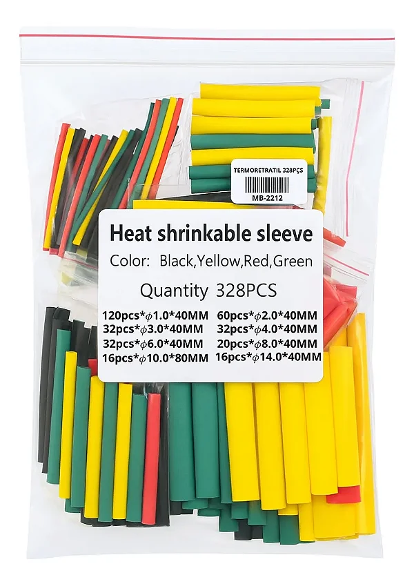 Kit 328 Peças Espaguete Isolante Termo Retrátil Colorido
