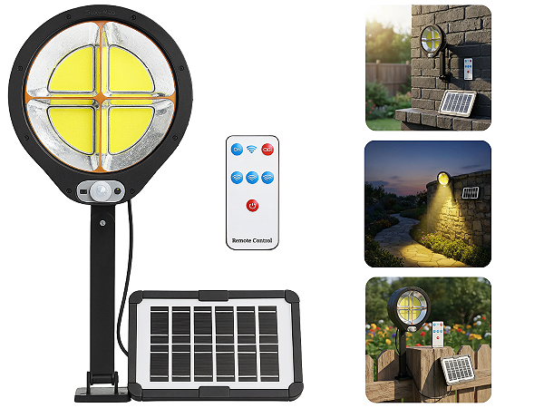 Luminária Solar Com Controle Remoto Redonda