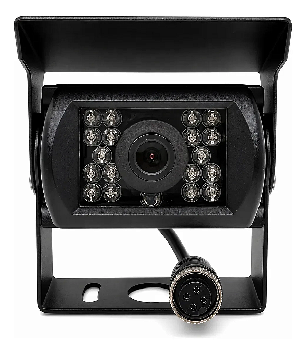Câmera De Ré 18 Leds Conector Aviação Analógico 12v/24v
