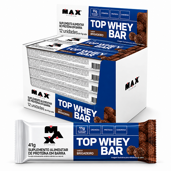 Barra De Proteína Top Whey Bar Max Titanium 12un Brigadeiro