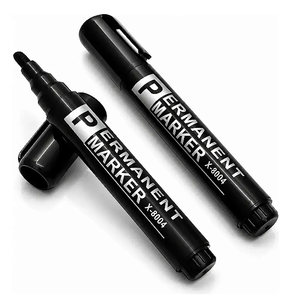 Canetão Marcador Permanente Preto Ponta Grossa Tinta Acrílica Resistente à Água