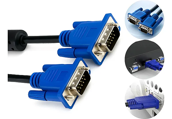 Cabo Vga Monitor Projetor Lcd Pc Tv 10 Metros Blindado