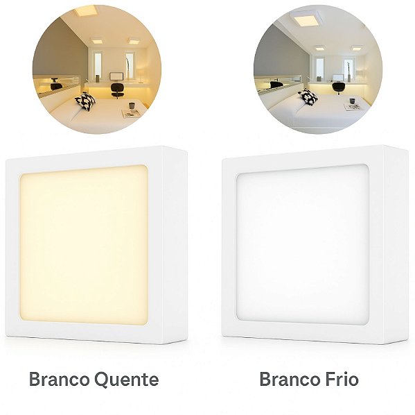 Luminaria Plafon Paflon Quadrado Sobrepor 18w Bivolt
