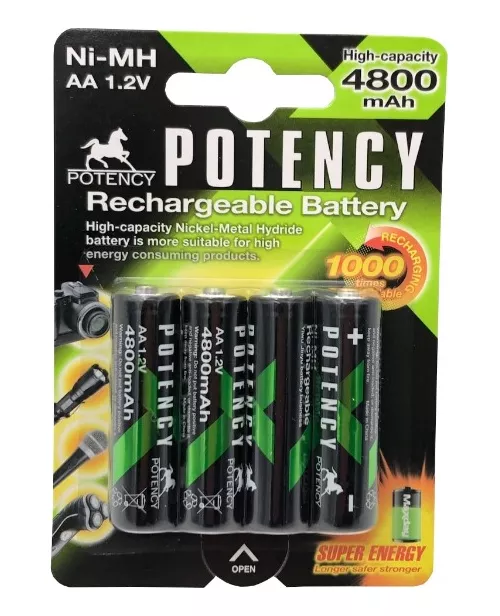 Kit 4 Super Pilha Rearregável Aa 1.2v 4800mah Ni-mh