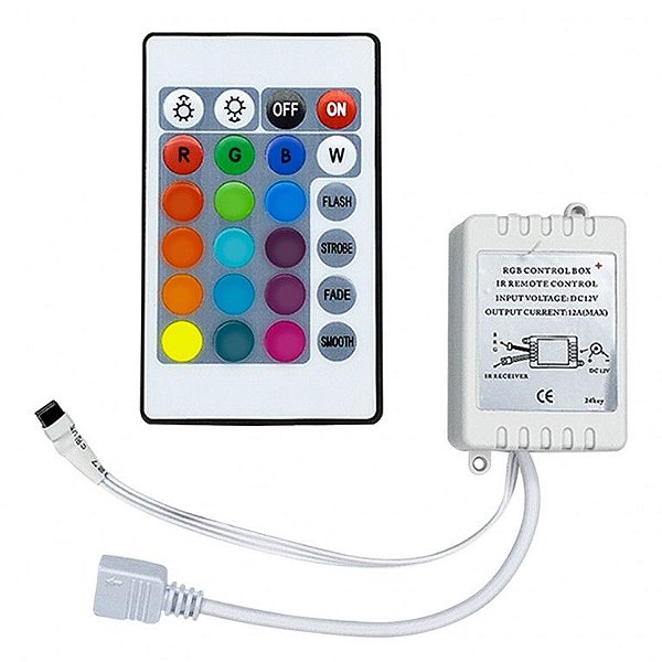 Controlador + Controle 24 Teclas P/ Fita Led Rgb 5050 E 3528