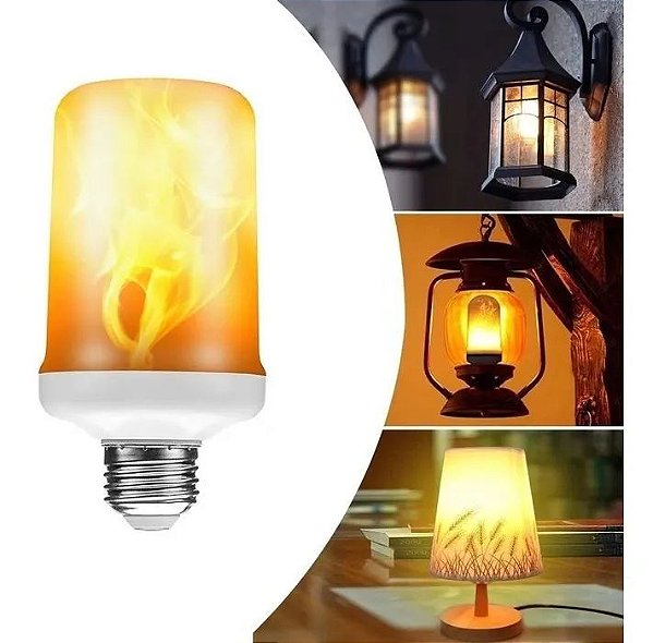 Lampada Led E27 9w Efeito Chama Fogo Tocha Bivolt