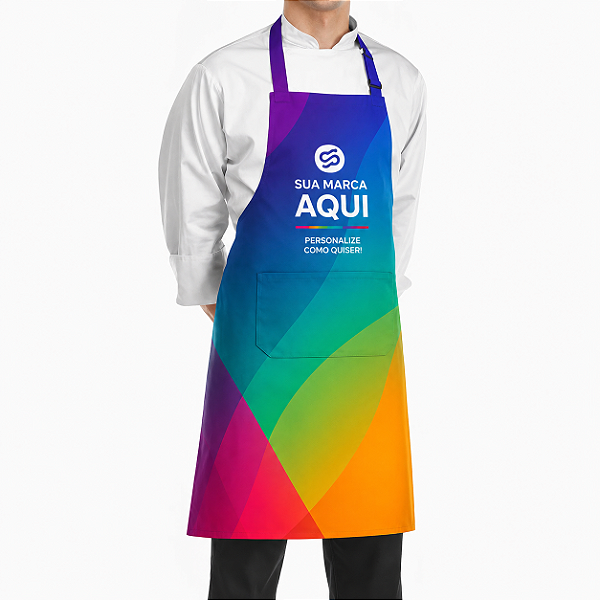 Avental em tecido 100% poliéster c/ 1 bolso várias cores - Personalização total