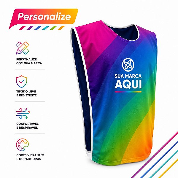 Colete esportivo personalizado com sua logo - Sublimação Total
