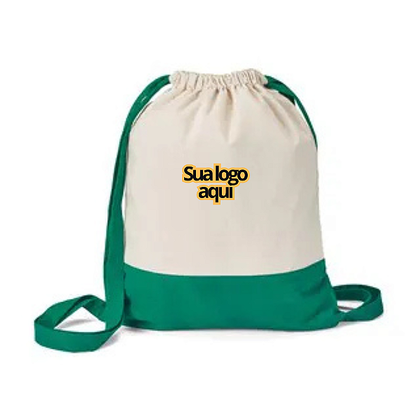 Sacochila sacola tipo mochila em tecido Algodão - personalizada