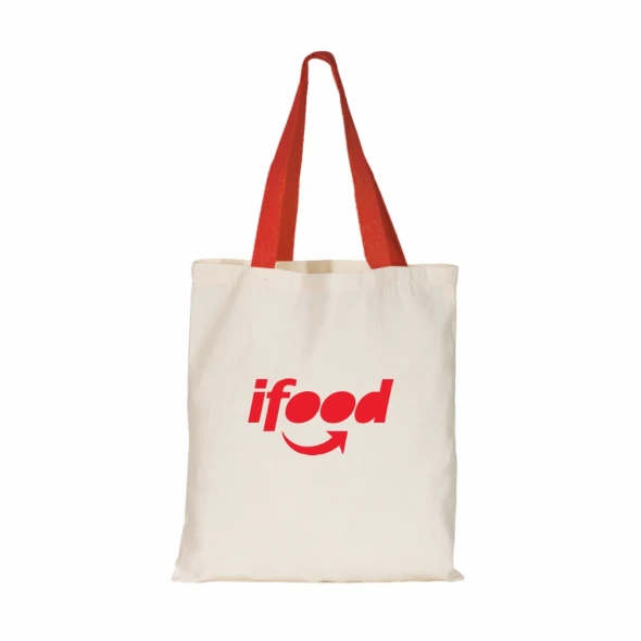 Sacola de Algodão G 35×38 com Alça Colorida Personalizada | Brinde Sustentável
