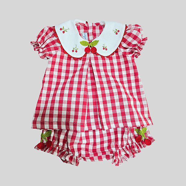 Conjunto Doçura Pomar - vichy vermelho