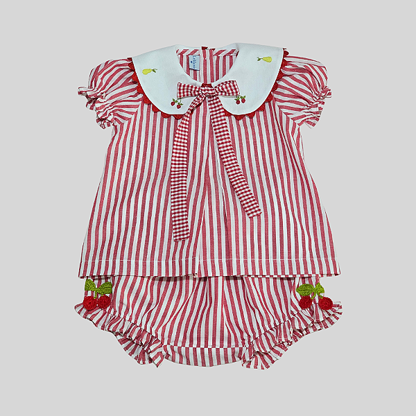 Conjunto Doçura Pomar - Listras vermelhas