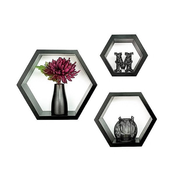 Kit 03 Nichos em MDF Colmeia Hexagonais