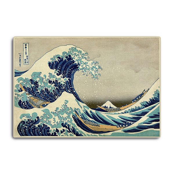Placa Decorativa A Grande Onda de Kanagawa com Borda Infinita