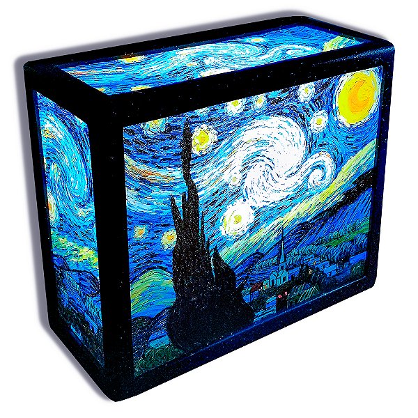 Luminária Abajur 3D Noite Estrelada de Van Gogh