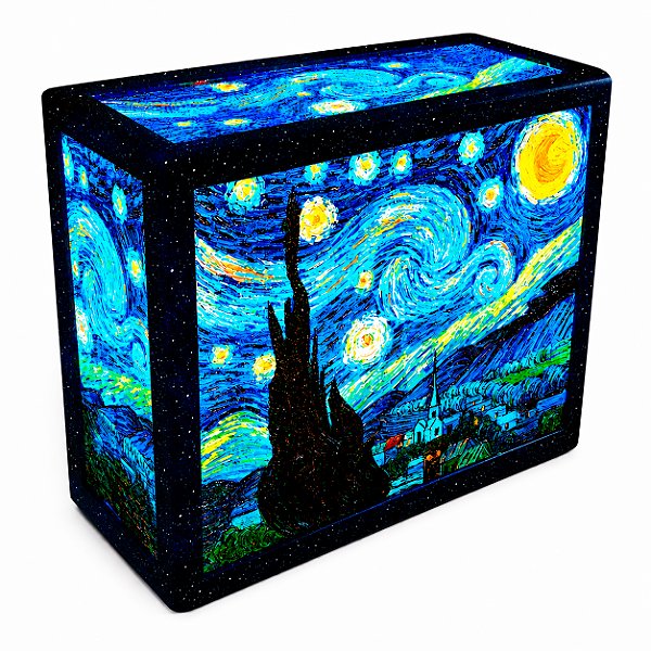 Luminária Abajur 3D "A Noite Estrelada" de Van Gogh