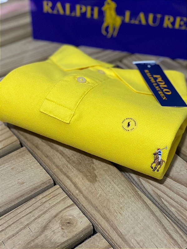 Polo Ralph Lauren Masculina Custom-Fit Coloured Amarela