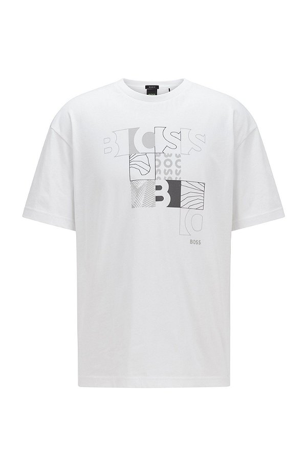 Camiseta Masculina Hugo Boss Artwork Branca