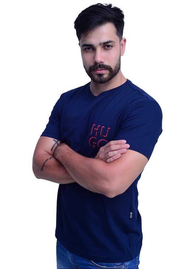Camiseta Masculina Hugo Boss Slap Azul marinho