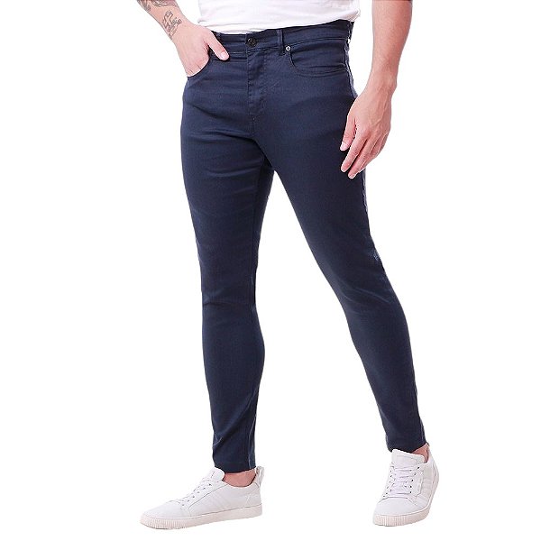 Calça Masculina Boss Cottton Stretch Slim Fit Azul marinho