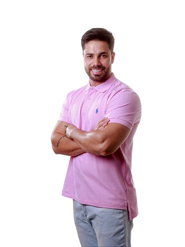 Polo Ralph Lauren Masculina Custom Fit Strong Cotton Rosa claro