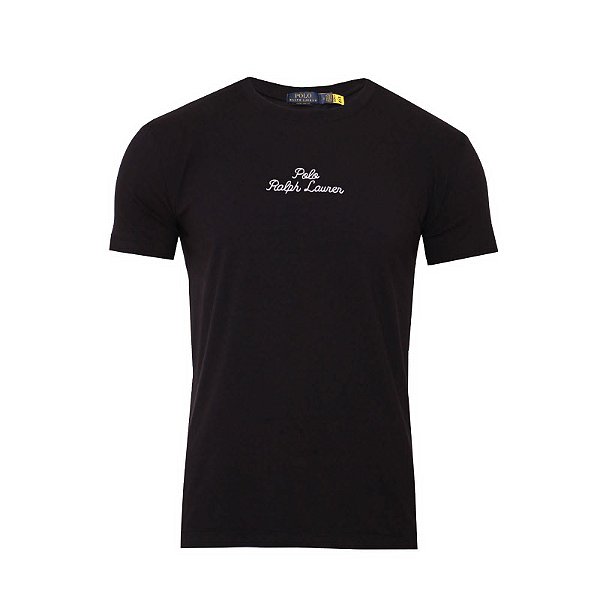 Camiseta Ralph Lauren Bordada Custom-Fit Preta