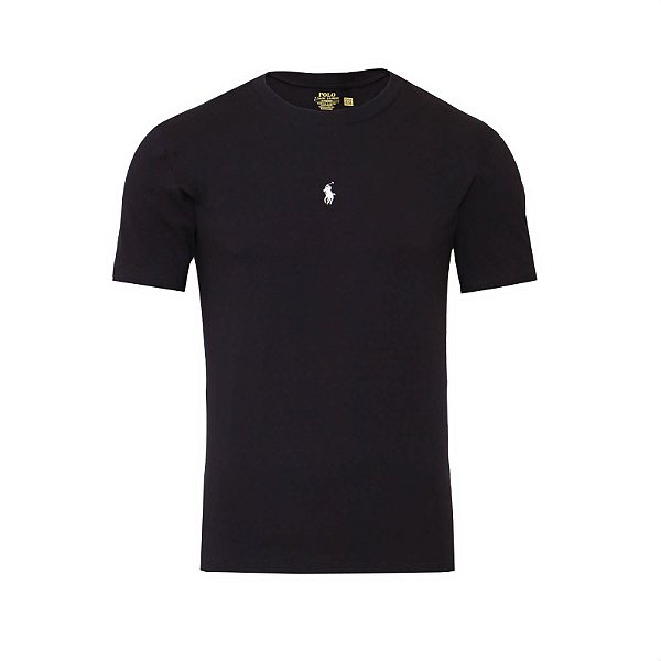 Camiseta Ralph Lauren logo central Custom-Fit Preta
