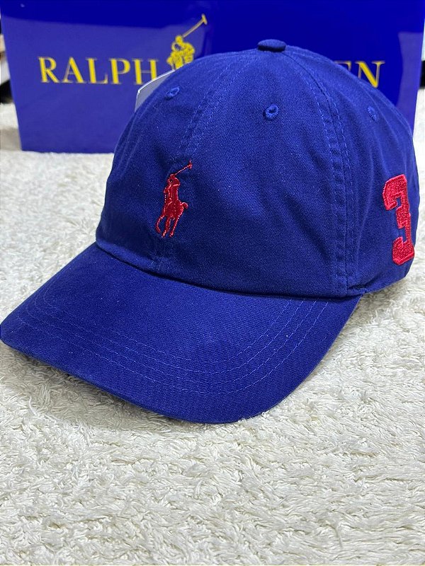 Boné Polo Ralph Lauren Cotton Chino Baseball Number Azul
