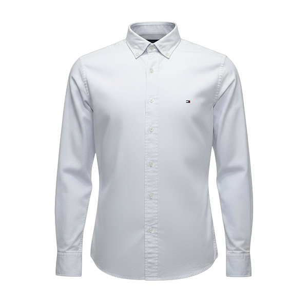 Camisa Tommy Hilfiger Masculina Regular Fit Sarja Branca