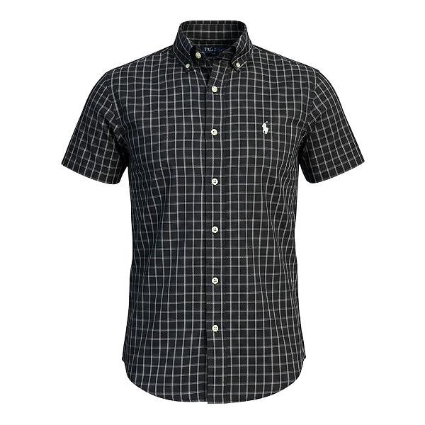 Camisa RL Masculina Manga curta Xadrez Preta