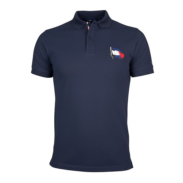 Polo Tommy Hilfiger Masculina Regular Flag Azul marinho