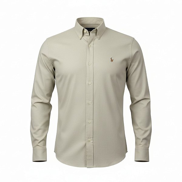 Camisa RL Masculina Custom fit Sarja Coloured Areia